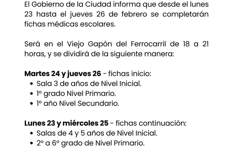 Fichas Médicas Escolares 2026